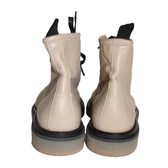 $500 AGL MOREEN LACE-UP COMBAT BOOT PLATFORM STONE TAN LEATHER 39 (MG15) - Picture 5 of 7